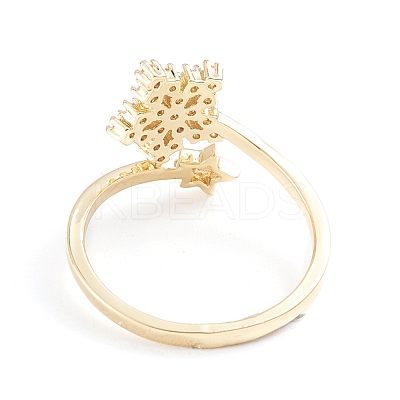 Adjustable Brass Micro Pave Clear Cubic Zirconia Cuff Rings RJEW-F101-19G-1