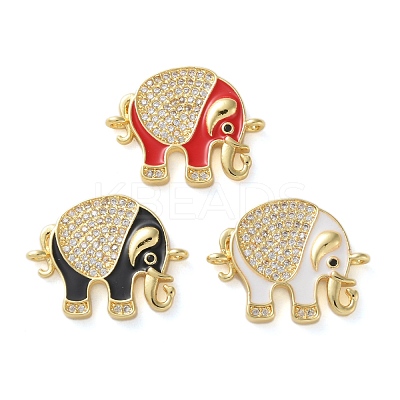 Rack Plating Brass Micro Pave Clear Cubic Zirconia Connector Charms KK-C084-02G-1