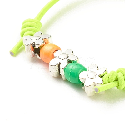 Flower & Column Beaded Cord Bracelet BJEW-JB07912-1