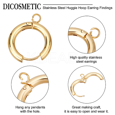 12Pcs 2 Colors 201 Stainless Steel Huggie Hoop Earring Findings STAS-DC0015-45-1