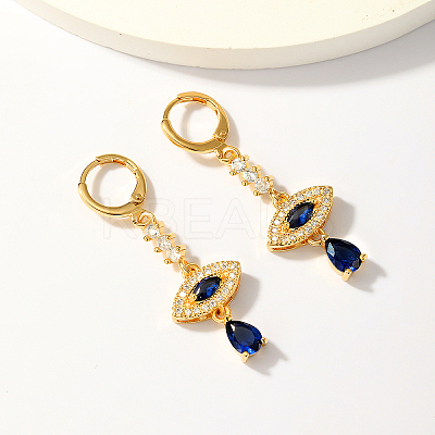 Elegant Brass Pave Cubic Zirconia Eye Leverback Earrings YO2993-1