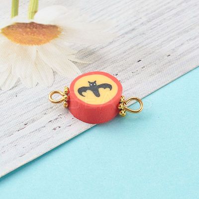 Halloween/Christmas Theme Flat Round Polymer Clay Links Connectors PALLOY-JF00713-1