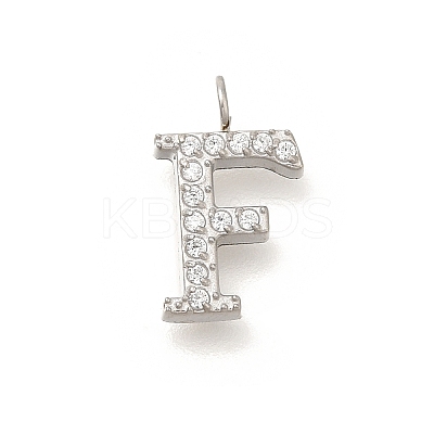 304 Stainless Steel Micro Pave Cubic Zirconia Pendants STAS-H228-06P-F-1
