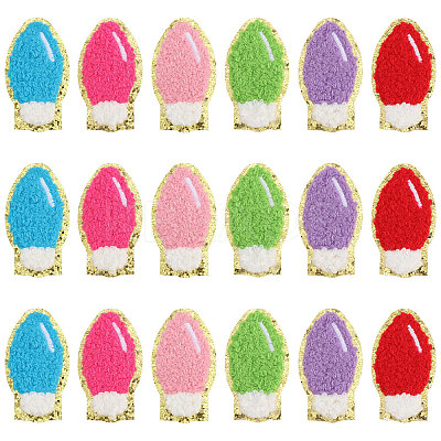 18Pcs 6 Colors Christmas Light Bulbs Polyester Embroidery Sew on Cloth Patches PATC-CA0001-35-1