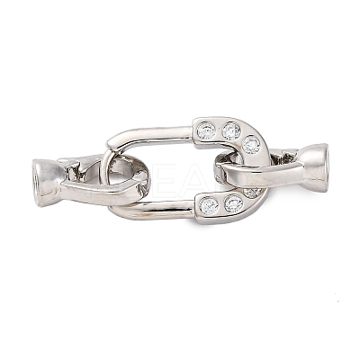 Brass Micro Pave Clear Cubic Zirconia Fold Over Clasps KK-P291-14P-1