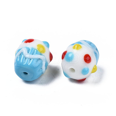 Handmade Bumpy Lampwork Beads Strands LAMP-N021-030-1