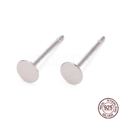 Anti-Tarnish Rhodium Plated 925 Sterling Silver Ear Stud Findings STER-A003-80-1