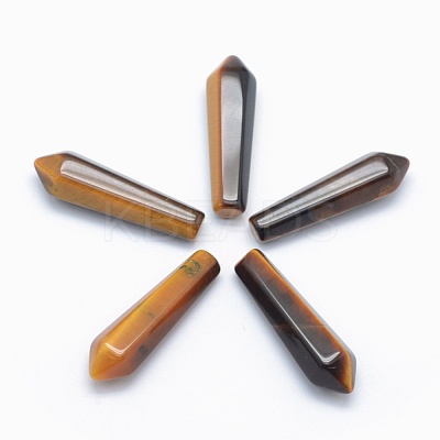 Natural Tiger Eye Pointed Beads G-E490-C18-1