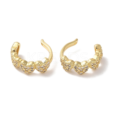 Heart Brass Micro Pave Cubic Zirconia Cuff Earrings for Women EJEW-P281-04G-1