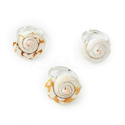 Natural Shiva Eye Shell Finger Rings RJEW-TA00174-1