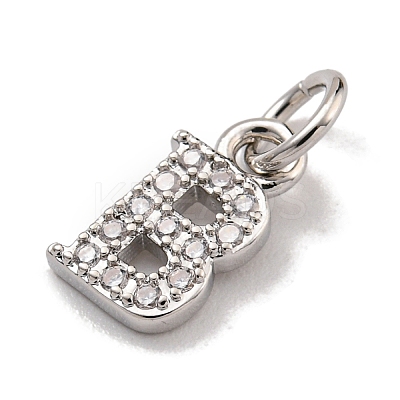 Initial Letter Brass with Cubic Zirconia Charms KK-Q814-26B-P-1