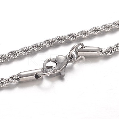 Non-Tarnish 304 Stainless Steel Rope Chain Necklaces NJEW-F195-05C-P-1