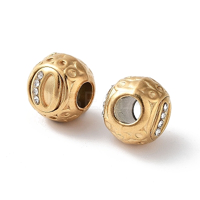 Ion Plating(IP) 304 Stainless Steel Rhinestone European Beads STAS-A092-10O-G-1