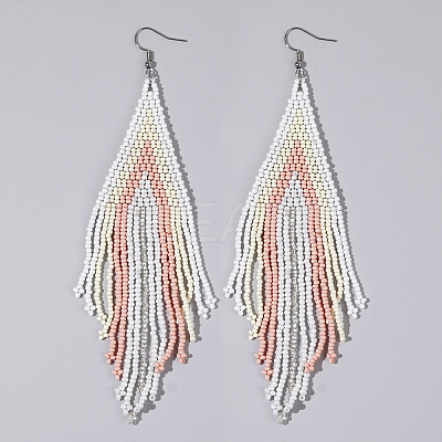 Handmade Glass Seed Beads Tassel Dangle Earrings LS-EN2812-9-1