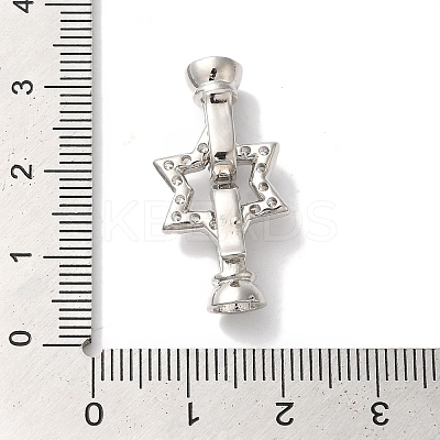 Star Rack Plating Brass Micro Pave Clear Cubic Zirconia Fold Over Clasps KK-A225-07P-1