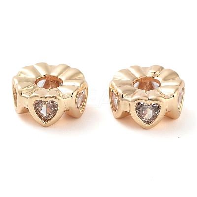 Brass Micro Pave Clear Cubic Zirconia Beads KK-U028-26G-1