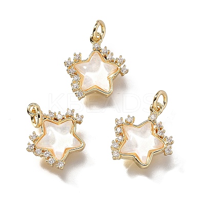 Brass Micro Pave Cubic Zirconia Charms KK-Q043-04G-01-1