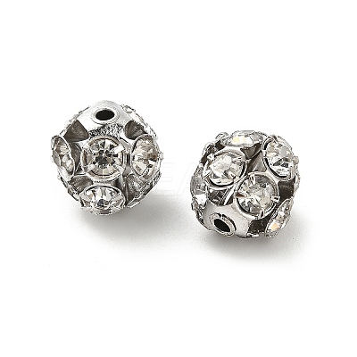 10mm Brass Crystal Rhinestone Beads KK-S519-01C-P-1