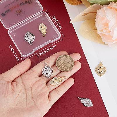 8Pcs 4 Style Rack Plating Brass Micro Pave Cubic Zirconia Pendants KK-BBC0005-80-1