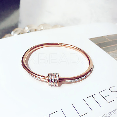 304 Stainless Steel Crystal Rhinestone Bangles for Women FS-WG476C1-01-1