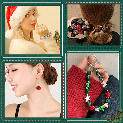 40Pcs 8 Colors Christmas Themed Resin Rhinestone Round Beads OACR-PA0001-22-1