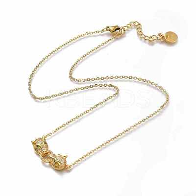Brass Micro Pave Cubic Zirconia Door Knocker Pendant Necklaces NJEW-H202-01G-1