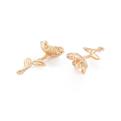 Brass Birth Flower Connector Charms KK-S364-233-1