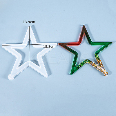 Christmas Hollow Star DIY Pendant Silicone Molds X-DIY-I034-07-1