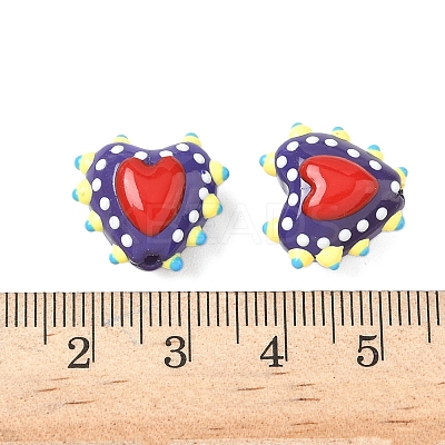 Baking Paint Glass Bumpy Beads Heart LAMP-V001-09G-1