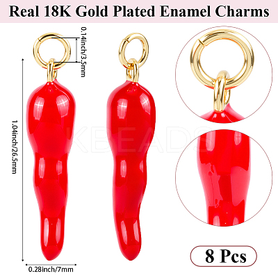 8Pcs Brass Enamel Pendants KK-BBC0019-81-1
