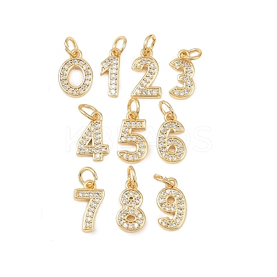 Brass Micro Pave Clear Cubic Zirconia Charms KK-G544-04G-1