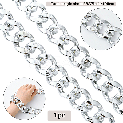 1Pc Acrylic Cuban Link Chain Necklaces for Men NJEW-SP0001-09B-S-1