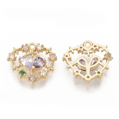 Brass Cubic Zirconia Pendants KK-T050-03G-01-NF-1
