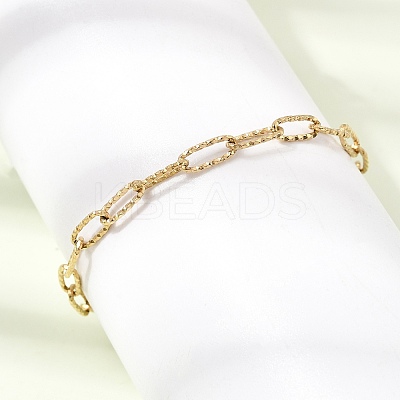 4MM 304 Stainless Steel Textured Paperclip Chain Bracelets for Man and Women SA-CBAB767-08G-1