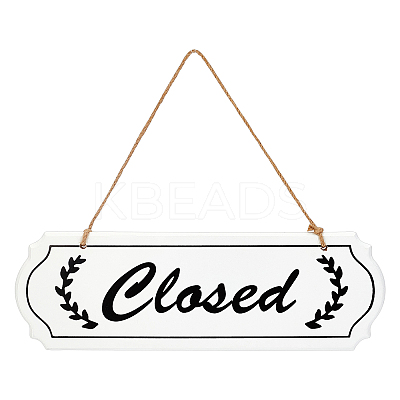 Closed & Open Sign Natural Wood Door Hanging Decoration for Front Door Decoration HJEW-CN0001-02-1