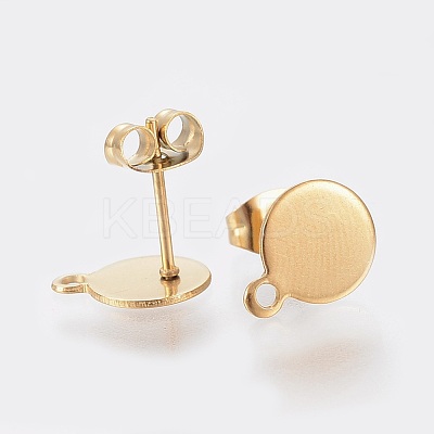 Ion Plating(IP) 304 Stainless Steel Stud Earring Findings X-STAS-K184-02-01G-1