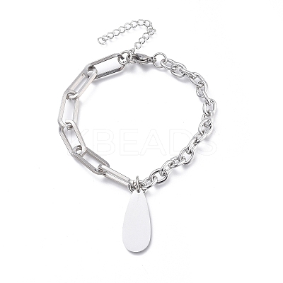 Non-Tarnish 304 Stainless Steel Paperclip Chains & Cable Chain Jewelry Sets SJEW-K153-55P-1