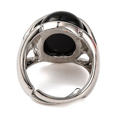Oval Natural Obsidian Finger Ring G-Q184-06B-P-1
