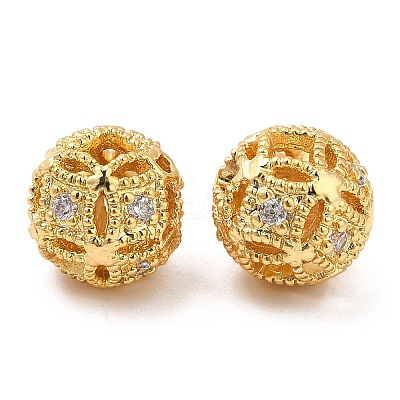 Brass Micro Pave Clear Cubic Zirconia Beads KK-I705-10G-1