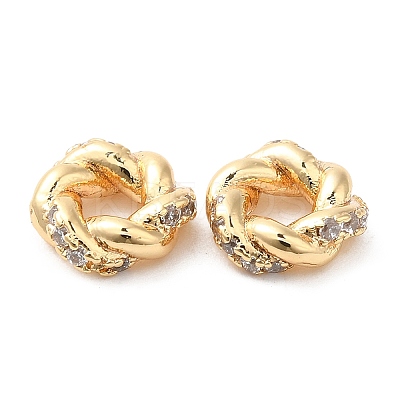 Brass Micro Pave Cubic Zirconia Spacer Beads KK-F855-05G-1