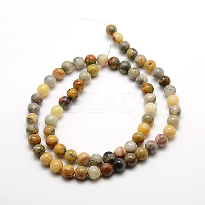 Round Natural Crazy Lace Agate Beads Strands G-P058B-01-1