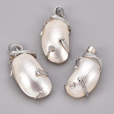 Natural White Shell Mother of Pearl Shell Pendants SSHEL-E550-01-1