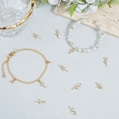 10Pcs Brass Micro Pave Clear Cubic Zirconia Charms KK-BBC0020-72-1