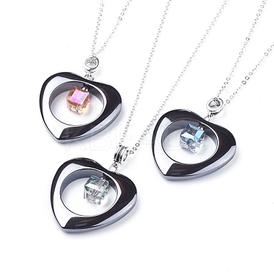 Non-Magnetic Synthetic Hematite Pendant Necklaces NJEW-JN01885-1