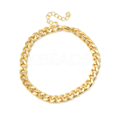 Brass Cuban Link Chain Bracelets for Women BJEW-C140-10G-1