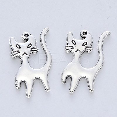 Tibetan Style Alloy Kitten Pendants X-TIBE-R316-067AS-RS-1