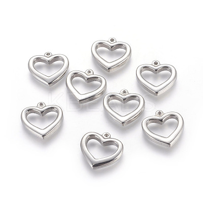 Tarnish Resistant 201 Stainless Steel Open Heart Pendants STAS-E451-16P-1
