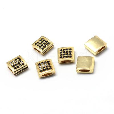 Rack Plating Brass Cubic Zirconia Beads ZIRC-S036-01G-1