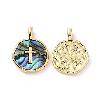 Natural Abalone Shell/Paua Shell Pendants KK-C004-11G-01-1