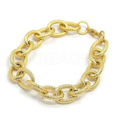 Fashionable 304 Stainless Steel Reticular Grain Cable Chain Bracelets STAS-A028-B092G-1